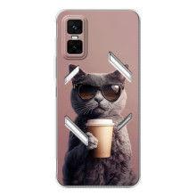 Чохол з принтом стильні тварини для ДжіТі 30 Про – Кіт з кавою