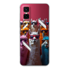 Чохол з принтом стильні тварини для ДжіТі 30 Про – Лами в окулярах