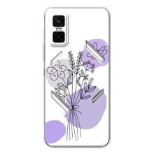 Силконовий чохол з принтом в квітах на Infinix GT 30 Pro (Фіолетовий букет)