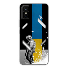 Чехол с украинским воином на Infinix GT 30 Pro (Воин с флагом)