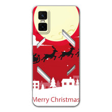 Рождественские Чехлы для Infinix GT 30 Pro (VPrint) (Санта с оленями)