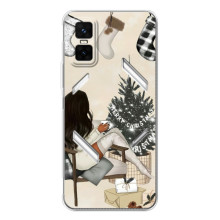 Рождественские, Праздничные Чехлы для ДжиТи 30 Про (Девушка с елкой)