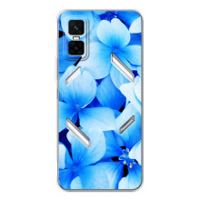 Силіконовий бампер з принтом (квіточки) на ГТ 30 Про (Сині квіти)