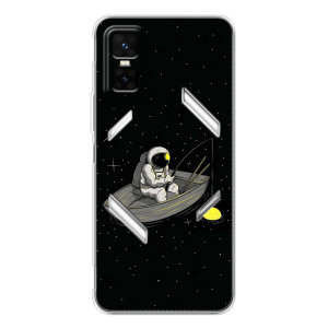 Силиконовый Чехол с принтом "Космонавты" на Infinix GT 30 Pro – Космонавт на рыбалке