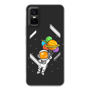 Силиконовый Чехол с принтом "Космонавты" на Infinix GT 30 Pro – Космонавт с шариками