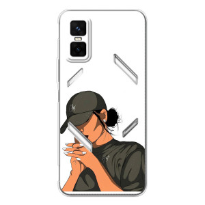 Силиконовый Чехол на Infinix GT 30 Pro с картинкой Стильных Девушек (В зеленом)