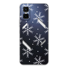 Зимние Чехлы для ДжиТи 30 Про - прозрачный фон (Белые снежинки)