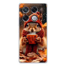 Печатный чехол «Зверята с кофе» для Infinix GT 30 Pro – Белка с кофе