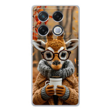 Печатный чехол «Зверята с кофе» для Infinix GT 30 Pro – Жираф с кофе