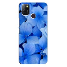Силиконовый бампер с принтом (цветочки) на Инфиникс Хот 10 Лайт (Синие цветы)
