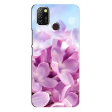 Силиконовый бампер с принтом (цветочки) на Инфиникс Хот 10 Лайт (Сиреневые цветы)