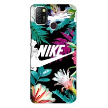 Силиконовый Чехол на Infinix Hot 10 Lite с картинкой Nike (Цветочный Nike)