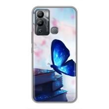 Силиконовый бампер с картинкой животных для Infinix Hot 12 Play (Бабочка синяя)