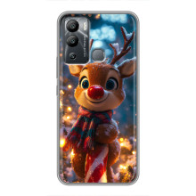Яскравий чохол для Infinix Hot 12 Play з Зимові Оленята – Олень з шарфом