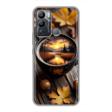 Чохол з унікальним дизайном 'Осінь з кавою' для Infinix Hot 12i – Темна кава