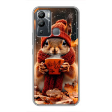 Печатный чехол «Зверята с кофе» для Infinix Hot 12i – Белка с кофе