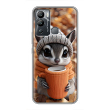 Печатный чехол «Зверята с кофе» для Infinix Hot 12i – Грызунчик с кофе