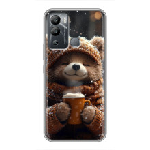 Печатный чехол «Зверята с кофе» для Infinix Hot 12i – Мишка с кофе