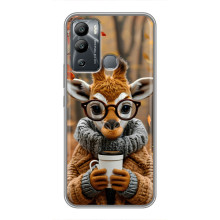 Печатный чехол «Зверята с кофе» для Infinix Hot 12i – Жираф с кофе