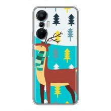 Силиконовый бампер с картинкой животных для Infinix Hot 20 (4G) (Олень с шарфом)