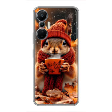 Печатный чехол «Зверята с кофе» для Infinix Hot 20 (4G) – Белка с кофе