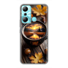 Чехол с уникальным дизайном «Осень с кофе» для Infinix Hot 20i (X665E) – Тёмный кофе