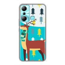 Силиконовый бампер с картинкой животных для Infinix Hot 20i (X665E) (Олень с шарфом)