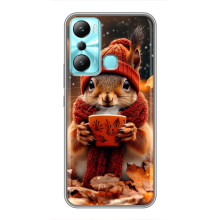 Печатный чехол «Зверята с кофе» для Infinix Hot 20i (X665E) – Белка с кофе