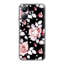 Чохли з квітами для Infinix Hot 30 Play (VPrint) (Квіти на чорному)