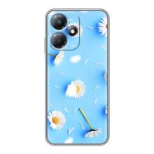 Чехол с Цветами для Infinix Hot 30 Play (ромашки на голубом)