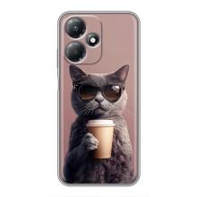 Чохол з принтом стильні тварини для Інфінікс Хот 30 Плей – Кіт з кавою