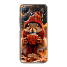 Печатный чехол «Зверята с кофе» для Infinix Hot 30 Play – Белка с кофе