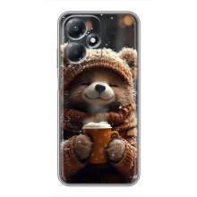 Печатный чехол «Зверята с кофе» для Infinix Hot 30 Play – Мишка с кофе