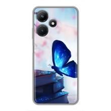 Силиконовый бампер с картинкой животных для Infinix Hot 30i (Бабочка синяя)