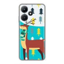 Силиконовый бампер с картинкой животных для Infinix Hot 30i (Олень с шарфом)