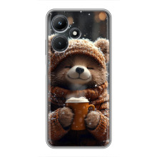 Печатный чехол «Зверята с кофе» для Infinix Hot 30i – Мишка с кофе