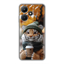 Печатный чехол «Зверята с кофе» для Infinix Hot 30i – Тигр с кофе
