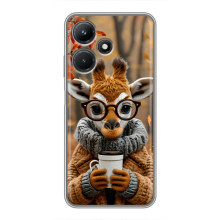 Печатный чехол «Зверята с кофе» для Infinix Hot 30i – Жираф с кофе
