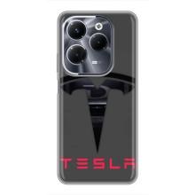 Силиконовый бампер с картинкой машины на Infinix Hot 40 Play (Logo TESLA)