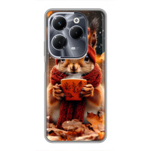 Печатный чехол «Зверята с кофе» для Infinix Hot 40 Play – Белка с кофе
