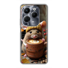 Печатный чехол «Зверята с кофе» для Infinix Hot 40 Play – Медведь с кофе