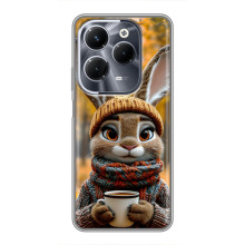 Печатный чехол «Зверята с кофе» для Infinix Hot 40 Play – Зайчик с кофе