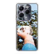 Чехлы с изображением разных животных для Infinix Hot 40 Pro (Ежик на руках)