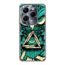 Чехлы с принтом СОВЫ для Infinix Hot 40 Pro – Зеленая сова