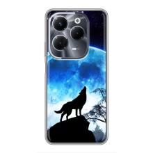 Чехол с Волком на Infinix Hot 40 Pro – Воет на луну