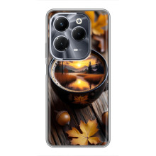 Чохол з унікальним дизайном 'Осінь з кавою' для Infinix Hot 40 Pro – Темна кава
