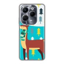 Силиконовый бампер с картинкой животных для Infinix Hot 40 Pro (Олень с шарфом)
