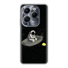 Силиконовый Чехол с принтом "Космонавты" на Infinix Hot 40 Pro – Космонавт на рыбалке