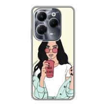 Силиконовый Чехол на Infinix Hot 40 Pro с картинкой Стильных Девушек (С напитком)
