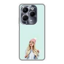 Силиконовый Чехол на Infinix Hot 40 Pro с картинкой Стильных Девушек (В шапке)